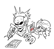 Grandpa Death failing at bingo (drawn by VEP)