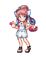 Scrapped pixel sprites of Monika’s Valentine outfit.