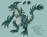 A Minus design for Feralisleep, shown as a dragon-like Pokémon, loyal to Minus Silver, also by MaytheEpicGamer on Twitter.