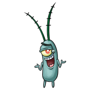 Plankton's normal appearance in the SpongeBob Squarepants series.