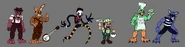 D-Sides designs for Freddy, Bonnie, Marionette, Balloon Boy (Candy Kid), Chica & Foxy.