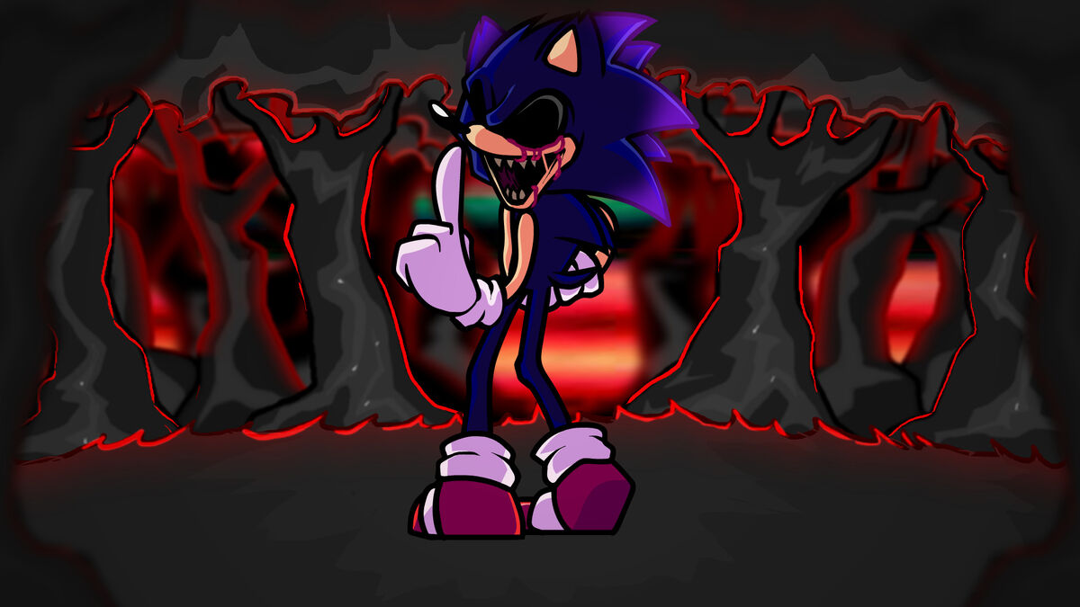 Black sonic exe as a lightning god in dark clouds