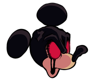 Down pose head of a scrapped Crazy Rat design.