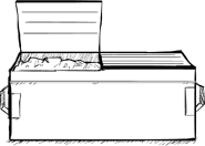 The trash can that Yotsuba Koiwai is in.