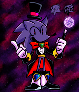 Minus NeedleM0use design drawn by EMERALD ZONE, the creator of Sonic.Exe Minus, showing her as a magician/ringmaster.