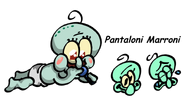 Concept of a Baby Squidward song that showcases a static idle and icons, and text that states the song would be called Pantaloni Marroni (meaning Brown Pants in Italian).