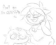 Found in the files, an image of Skyblue petting Faker Sky.