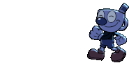 Mugman walking in the foreground of Knockout.