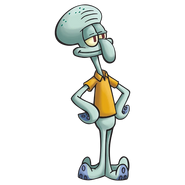 Squidward's normal appearance in the SpongeBob SquarePants franchise.