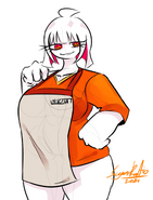 Nikusa wearing a JUNES apron from Persona. Link