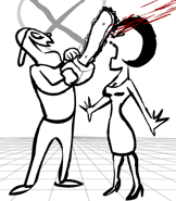 EXBFrightOG.png (20 KB) Ex-Boyfriend brutalizing Ex-Girlfriend with a chainsaw. The inspiration for his right pose.