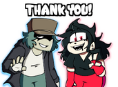 Artwork by atsuover showing Garcello and Annie thanking everyone for their support