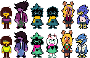 Older D-Side designs for Kris, Susie, Ralsei, Noelle, and Berdly. Link