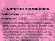 A pink slip found in Google Drive on June 13 2021.