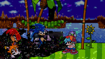 I found this Sonic the hedgehog fnf sprite and thought I would pibbify it.  Sprite by Comgaming_Nz, I'm pretty sure : r/FridayNightFunkin