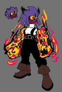 Ditto, but with her human form minus the cape and showing her flame powers.