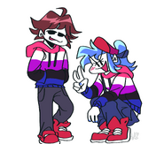 Babe and Guyfriend wearing gender-fluid hoodies.