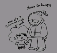 Sketch of Whitty and his ridiculous hunger.