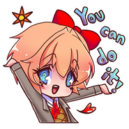 Sayori cheering on