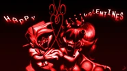 Valentine's Day art, featuring Horror Mario looming behind the corpses of Boyfriend and Girlfriend. Link