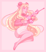 Realistic Rosie holding one of her guns