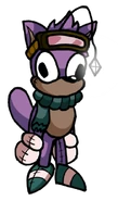 A 2D drawing of Ray Doll. Note how his antenna light is white instead of purple