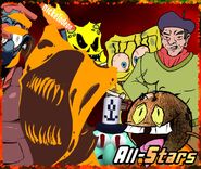 Broke Bad Spongebob in the MCM All-Stars promotional art (Behind Ronald Reagan).