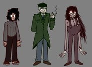 The main characters of Curse of the Crimson Phantom (Samantha Heathers, Thomas Anderson and Mr. V).