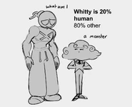 A drawing of Whitty asking Updike what he (Whitty) is.
