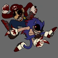 Artwork of Sonic the Horror and Super Horror Mario posing