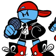 A cropped image of a concept drawing of Mean Boyfriend by DevilHare, his designer (full art here). This was shared by Lago on a FNF modding Discord server.