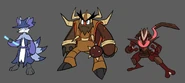 D-Side designs for Delphox (Bardopex), Chesnaught (Shadarian), and Greninja (Keronin).