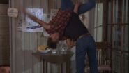 Tommy Jarvis throws Eddie into a table after a prank and taunting.