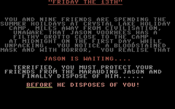 Friday the 13th The Computer Game (1986 Domark) [7027] : Free Download,  Borrow, and Streaming : Internet Archive