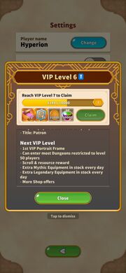 VIP level