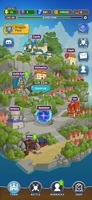 Town view showing energy at the top of the screen