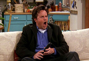 Chandler is shocked to see the video in "The One With The Birthing Video"