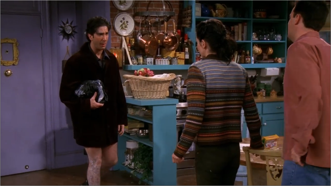 FRIENDS Fan on Twitter Chandler Ross is wearing leather pants  Does nobody else see that Ross is wearing leather pants Pause silence  Someone comment on the pants Rachel I think theyre very