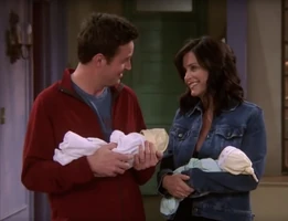 Monica & Chandler with the Babies