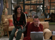 Chandler & Monica Looking at the Laptop