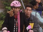 Ross teaching Phoebe how to ride a bike