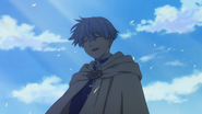 Himmel smiles after recounting the story behind his sword and desire to become a hero.