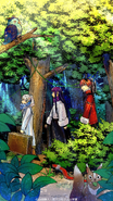 Frieren's party walk through the Alt Woods.