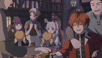 Frieren's party celebrate after Aura's defeat EP11