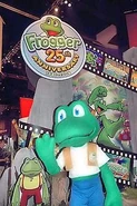 A Frogger costume at a convention, celebrating the series 25th anniversary.