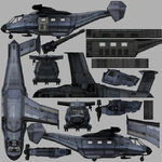 The simplified textures used in orthographic view on the gunship version