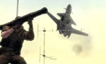 Promotional Image; A RSA soldier with a SAAT1 Stiletto Rocket Launcher is seen in the foreground while an SU-48 flies overhead