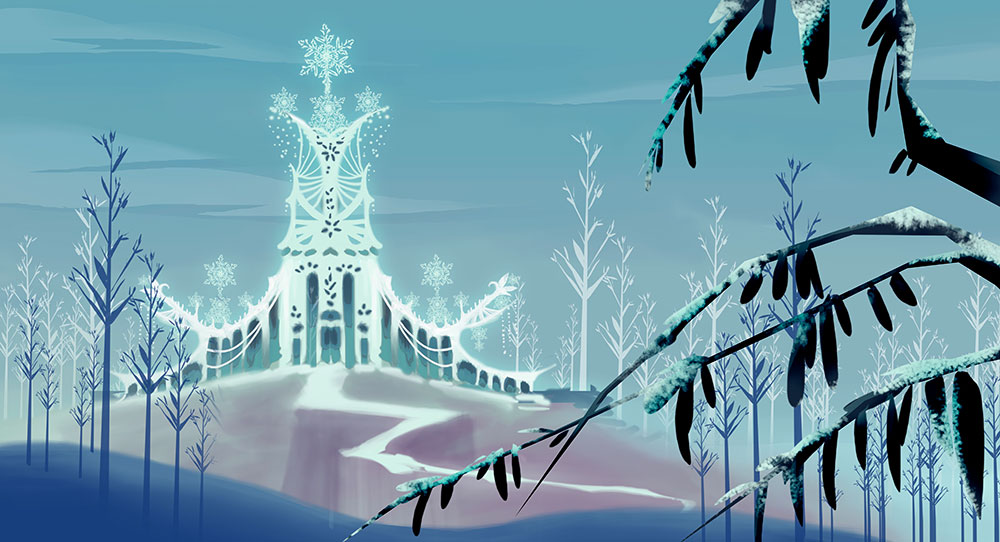 Descarga Ilustración acuarela de un castillo de la película Frozen