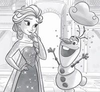Olaf talking with Elsa.