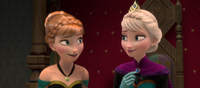 Anna and Elsa at the party